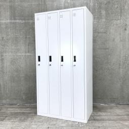 【定価約14万円】【個人の衣服や荷物をしっかり管理！使い勝手の良い4人用ロッカー】■4人用ロッカー　更衣用ロッカー　W900×D515㎜　■ホワイト　■シリンダー錠　【移転や増員におすすめ！！】