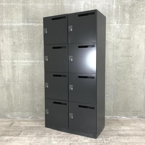 【フリーアドレスに最適！8人分の収納が可能！モダンなモバイルロッカー！】■コクヨ（KOKUYO）製　8人用パーソナルロッカー（4人用×2個）　投函口付き　■ダイヤル錠　■ブラック