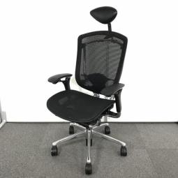 【世界で認められた革新的タスクチェア！人間工学に基づいた快適な座り心地を実現！】■オカムラ /コンテッサセコンダ　エクストラハイバックチェア 　■ブラック　■背面メッシュ　■可動肘　■ランバーサポート付き　■可動ヘッドレスト付き