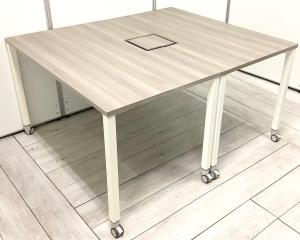 【セット商品（テーブル×2台）】【2020年製】オフィスデスク ABW 平デスク キャスター付き 配線口付き ホワイト・Okamura/オカムラ　・Aption Free 2／アプションフリー2 ※横浜本店撮影画像※