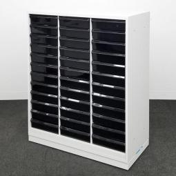 【書類や小物の分別整理に便利です！収納力抜群！】■ウチダ製　HSシリーズ　クリスタルトレイキャビネット　3列深型12段タイプ　■ホワイト