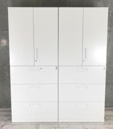 2台1セット！【収納量抜群の書庫セット！観音開き＋引き出しタイプの人気の組み合わせ！】/オススメ(おすすめ) /人気商品【弊社使用欄：A01036258/A01040802】■両開き＋3段ラテラル　書庫セット　ハイキャビネット　H2160㎜　■ホワイト　■シリンダー錠/コクヨ（KOKUYO）製　 エディアシリーズ（EDIA）