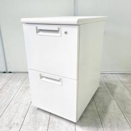 デスク横に置いて収納と作業スペースを同時に確保！収納量抜群な2段脇机が入荷！
 ■プラス/LEED（リード）/ホワイト　収納付きサイドデスク