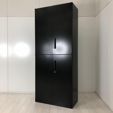 【これ1台で書類整理の問題が解決！上下で6段分の大容量収納！】■ウチダ(UCHIDA)製　ハイパーストレージ(HS)シリーズ　上下両開き書庫セット　H2150㎜　■シリンダー錠　■色：ブラック　
【搬入時は上下別の2個口での納品となるためエレベーター搬入も安心！】【弊社使用欄：A01052713/A01052712】