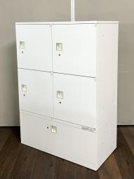 【中古】レクトライン 4B285X ZA75、4BH2ZZ ZA75 オカムラ/okamura 4人用更衣ロッカー＋1段ラテラル 模様入り天板付
<CS在庫> <愛知、岐阜、三重、静岡、福井、長野、石川>