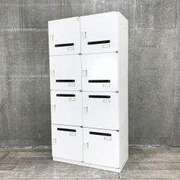 【フレキシブルな働き方に対応するメールロッカー！鍵の持ち運び要らずで便利に使えるダイヤル錠タイプ！】■イトーキ(ITOKI)製　シンライン(THIN LINE)シリーズ　8人用パーソナルロッカー　■投函口あり　■ダイヤル錠　■ホワイト 【弊社使用欄：A01044123】