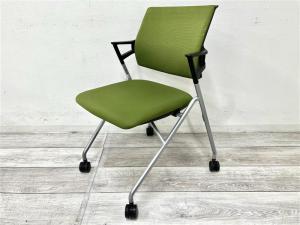 【定価約5万円】【肘付きで長時間の会議も安心の座り心地】■コクヨ　ピエガ　ネスティングチェア ■グリーン