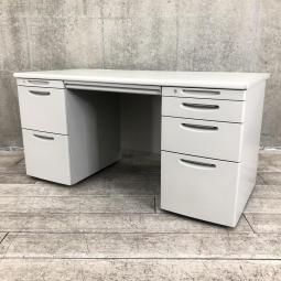 【2台入荷！】【収納スペース充実・机上をスッキリ整理！上長席にもオススメ！】/オススメ(おすすめ) /人気商品■オカムラ（okamura）製　SDシリーズ　両袖机　左袖3段/右袖4段　W1400×D700×H700㎜　■シリンダー錠