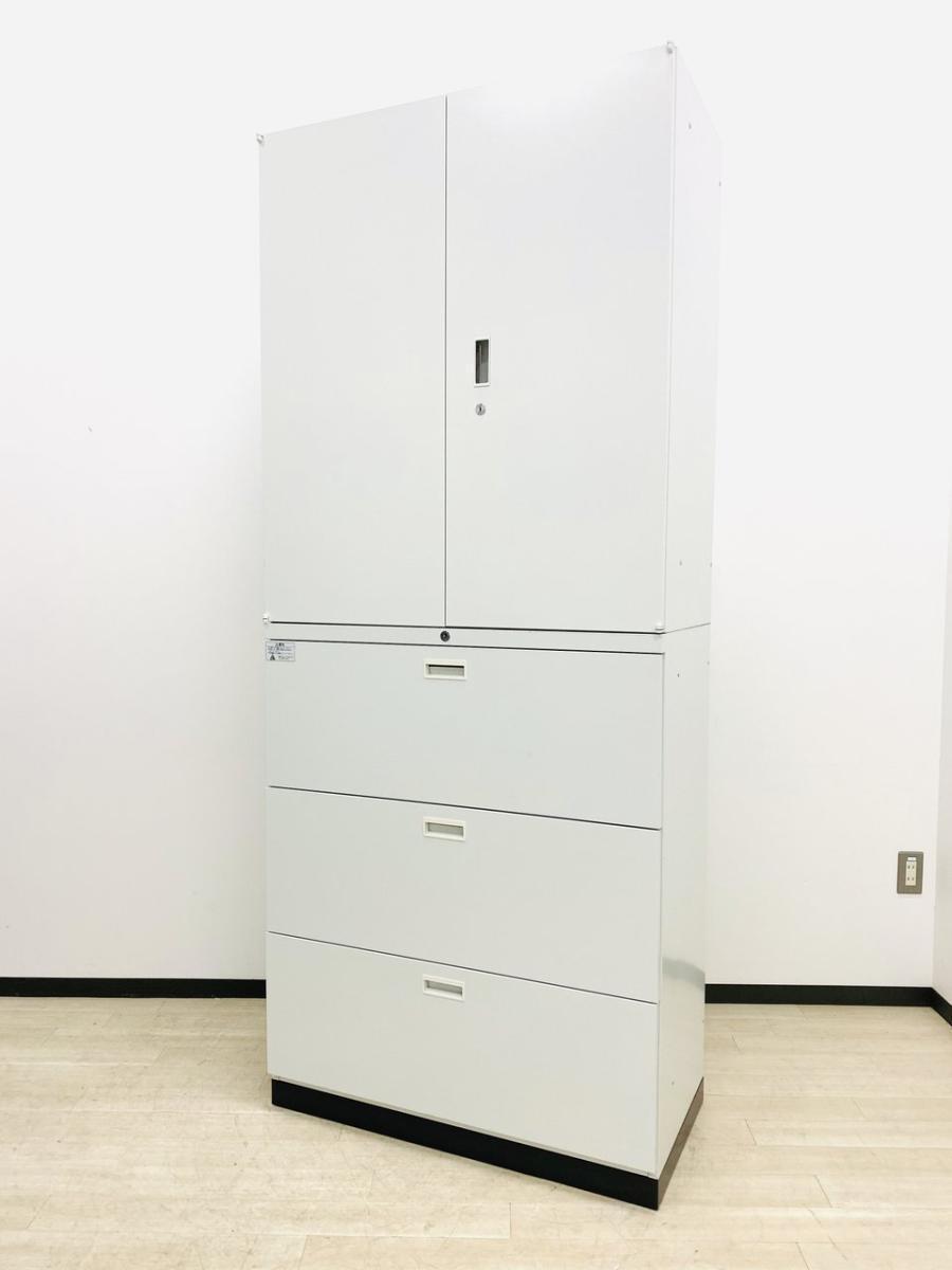 【書類整理の大定番！大量収容キャビネット！人気の観音開き+3段引き出しタイプ！】■クロガネ（KUROGANE）製　グロウビックⅣ　書庫セット（両開き＋3段ラテラル）　W900×D450×H2160㎜　■シリンダー錠　■ホワイト　オフィスバスターズ　神戸店
                        グロウビックⅣ
                                    中古
            