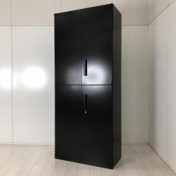 【これ1台で書類整理の問題が解決！上下で6段分の大容量収納！】■ウチダ(UCHIDA)製　ハイパーストレージ(HS)シリーズ　上下両開き書庫セット　H2150㎜　■シリンダー錠　■色：ブラック【搬入時は上下別の2個口での納品となるためエレベーター搬入も安心！】【弊社使用欄：A01052713/A01052712】【KN】