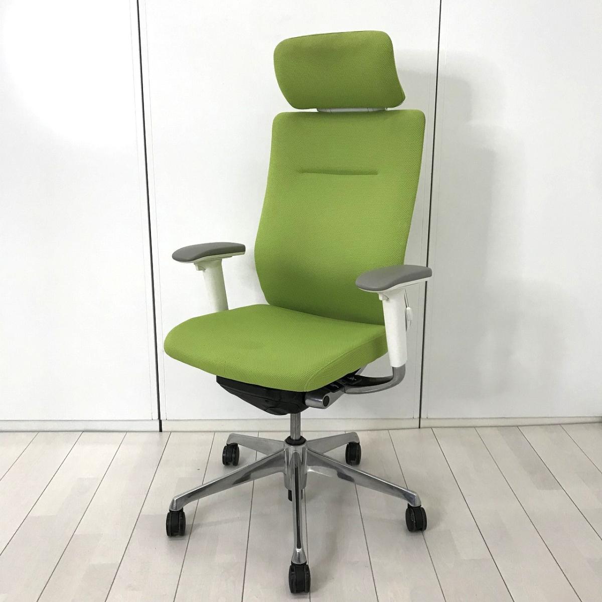 【クレジット決済優先】【シンプルなスタイリングに充実の機能を搭載したチェア！】■オカムラ（okamura）製　コーラルシリーズ　ヘッドレスト付　■可動肘　■背面・座面タイプ：クッション　■色：ライムグリーン
                        コーラルメッシュ
                                    中古
            