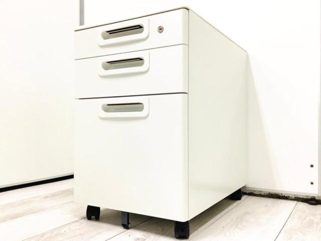 【スタンダードなデザインで使いやすい！】■プラス　エルエーシリーズ　3段ワゴン　ホワイト【デスクサイドキャビネット】【PLUS　LA】★