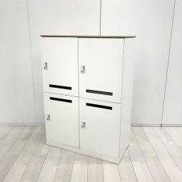 【フリーアドレス化時代のパーソナル多機能ロッカーシリーズ！】　■オカムラ(okamura)製　レクトラインシリーズ　4人用パーソナルロッカー　W900×H1265㎜　■天板付き　■シリンダー錠　■色：ホワイト【弊社使用欄：A01053701】【ID】