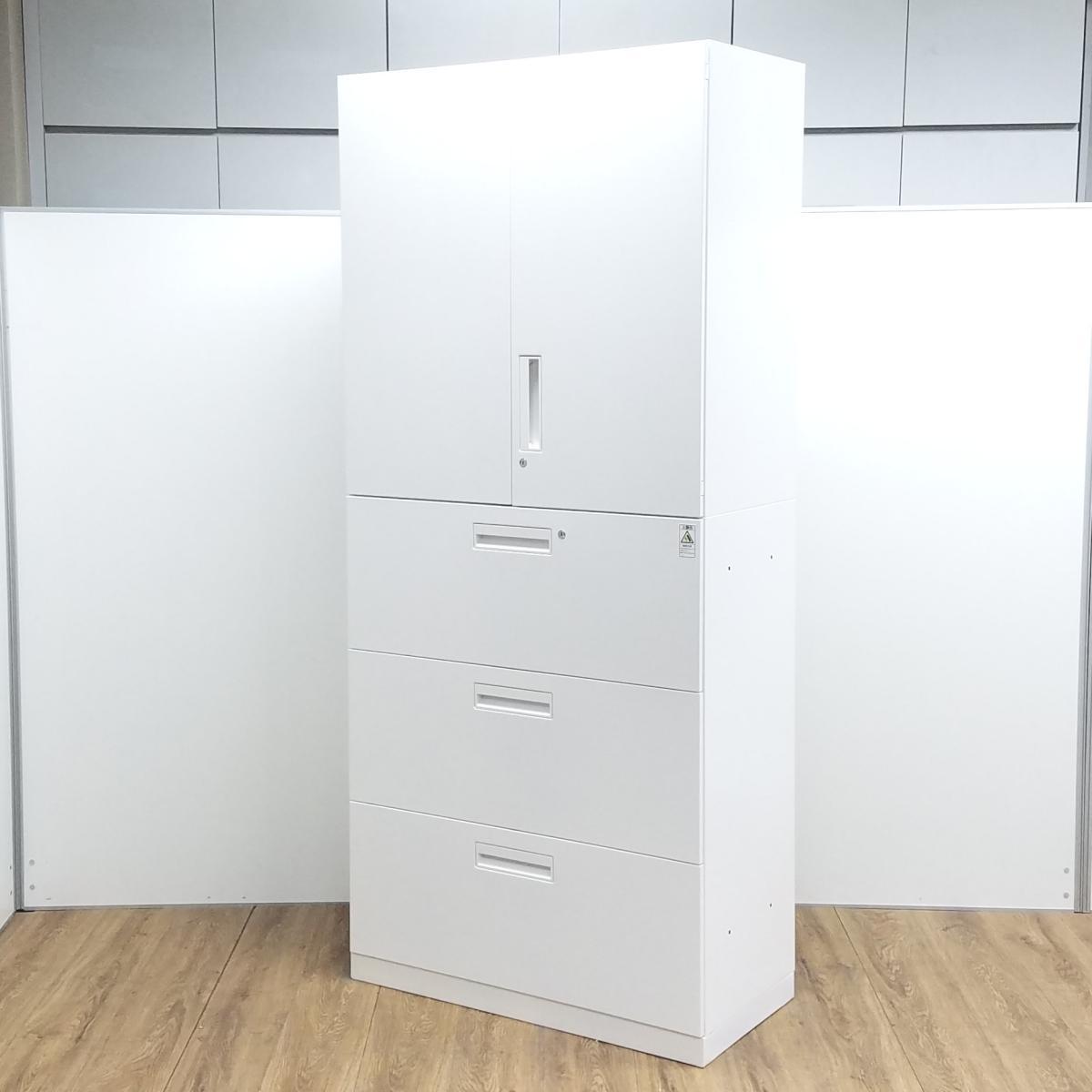 【レア】コクヨ製　エディア　ホワイト　W900xD450xH2020サイズ　シリンダー錠　人気の書庫セット！　ハイキャビネット　上下書庫セット(両開き+3段ラテラル)！！
                        エディア
                                    中古
            