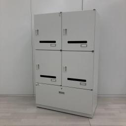 【希少品】【4人用パーソナルロッカー+1段ラテラル！フレキシブルな働き方に対応するメールロッカー！】■イトーキ(ITOKI)製　シンライン(THIN LINE)シリーズ　モバイルタイプ　4人用パーソナルロッカー＋1段ラテラル　H1450㎜　■投函口付き　■ダイヤル錠　■ホワイト