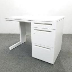 定番/省スペース/おすすめ　内田洋行（UCHIDA）スカエナ（SCAENA）シリーズ　片袖机　幅1000㎜　奥行き600㎜　■色：ホワイト　■配線一つタイプ