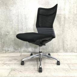 【人間工学に基づいた快適な座り心地！背あてのしなやかな曲線が背中にフィット！】■オカムラ(okamura)製　フィーゴ(Feego)チェア　肘無　ミドルバック　背面メッシュ　■グレー×ブラック