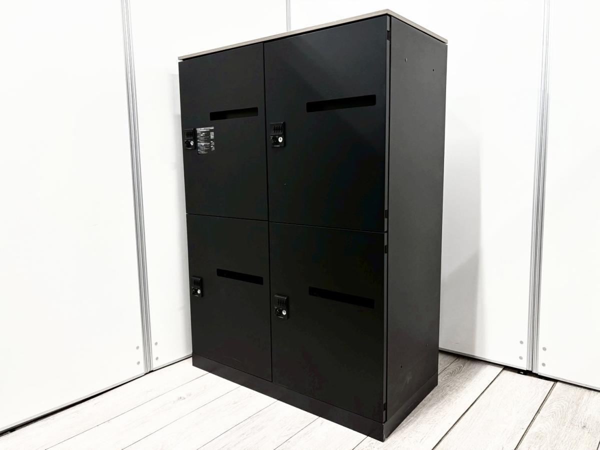 【ブラック×木目のおしゃれ仕様！】■オカムラ（okamura）ピクスライン　4人用ロッカー　メールロッカー　■木目天板付き　■ダイヤル錠　■ブラック 福岡中古家具　博多　天神
                        ピクスライン
                                    中古
            