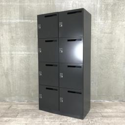 【フリーアドレスに最適！8人分の収納が可能！モダンなモバイルロッカー！】■コクヨ（KOKUYO）製　8人用パーソナルロッカー（4人用×2個）　投函口付き　■ダイヤル錠　■ブラック