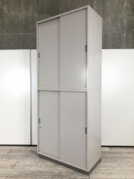 【省スペースに大量収納！オフィスの書類をまとめて整理！】■ITOKI製　シンラインシリーズ　上下書庫セット　2枚引き違い＋2枚引き違い　ハイキャビネット　H2150㎜　■シリンダー錠　■ホワイト