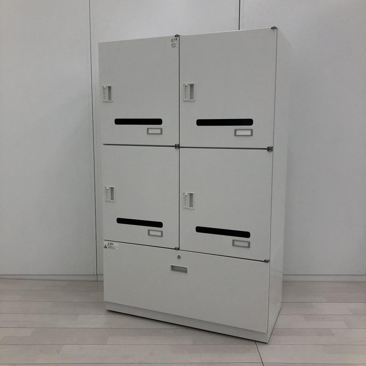 【希少品】【4人用パーソナルロッカー+1段ラテラル！フレキシブルな働き方に対応するメールロッカー！】/オススメ(おすすめ) /人気商品【弊社使用欄：A01052698】■イトーキ(ITOKI)製　シンライン(THIN LINE)シリーズ　モバイルタイプ　4人用パーソナルロッカー＋1段ラテラル　H1450㎜　■投函口付き　■ダイヤル錠　■ホワイト
                        シンラインロッカー
                                    中古
            