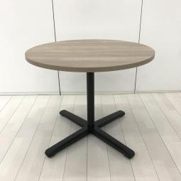 リフレッシュ/カフェ調/ABW　オカムラ（okamura）製　LivesMeetingTable（ライブス）  丸形　W900×H720㎜　■天板：木目ダークブラウン　脚：ブラック