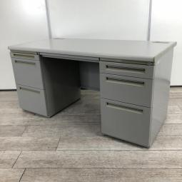 【ワークスペース広々！収納も充実の人気両袖机！】■ウチダ（UCHIDA）製　FEED（フィード）シリーズ　両袖机　■W1400×D700×H700mm　■グレー