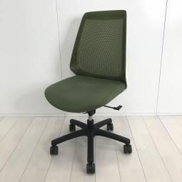 【理想的な作業姿勢をキープ！通気性も抜群な背もたれメッシュ！】■ハイバック　肘無し　背面メッシュ　■モスグリーン× ホワイトシェル【HU】　【関東倉庫在庫品】【弊社使用欄：A01024488】