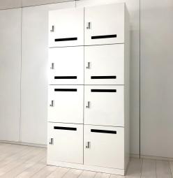 【2列4段で省スペースに設置！】■オカムラ　8人用パーソナルロッカー　投函口付　シリンダー錠　ホワイト　■固定席を持たないモバイルワーカーにもオススメ！　メールロッカー　モバイルロッカー【ABW】