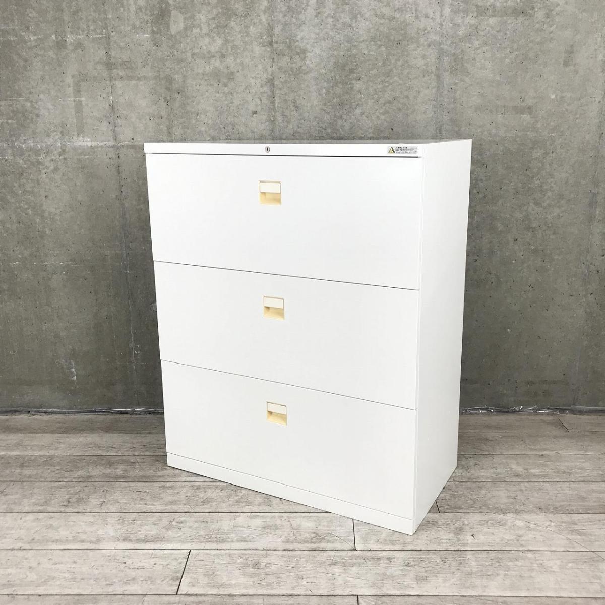 【オフィス書類をスッキリ整理！高品質で使いやすい3段引き出しキャビネット！】■オカムラ（okamura）製　SAデュオライン　3段ラテラル書庫　ローキャビネット　■シリンダー錠　■ホワイト
                        SAデュオライン
                                    中古
            
