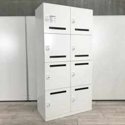 【これ1台で8人分の収納可能！スペースを無駄なく活用できるモバイルロッカー！】■オカムラ　ピクスラインシリーズ　8人用パーソナルロッカー　ダイヤル錠　投函口付き　ホワイト【増員・拠点開設に】【Pixline】