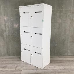 【フリーアドレス化の相棒！個人の荷物を収納可能なダイヤル錠式の6人用ロッカーが入荷！】■オカムラ(okamura)製　レクトラインシリーズ　6人用ロッカー　パーソナルロッカー　W900×H1810㎜　■投函口付き　■ダイヤル錠　■ホワイト【弊社使用欄：A01049963】【ID】