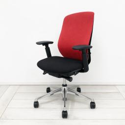 【前傾チルト機能付き】【オカムラ製品で最も人気を集める高機能チェア！】■オカムラ(okamura)製　シルフィ(Sylphy)チェア　肘付き　ハイバック　ファブリックタイプ　■可動肘　■背面：レッド/座面：ブラック
