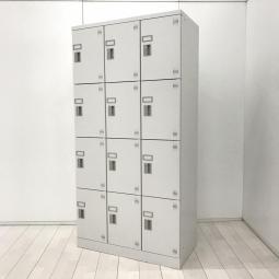 【2台限定】【1台で12名分の手荷物などを収納可能！移転や増員を検討されている方にオススメ！】■豊国工業製　12人用ロッカー　更衣用ロッカー　W900×D450㎜　■3列×4段収納　■シリンダー錠　■グレー