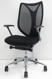 【優れたデザイン性の高級チェア！リングフレームとメッシュが背中をやさしく受け止める！】■オカムラ(okamura)製　サブリナ(Sabrina)チェア　ハイバック肘付き　背面メッシュ　■固定肘　■ブラック【AD】