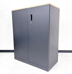 【希少！令和トレンドブラック書庫】■イトーキ製 （ITOKI）製　エスキャビネット（eS）　両開き書庫　ローキャビネット　H1120㎜ 　■天板/ベース付き　■ホワイト　■シリンダー錠【フラットで美しい！】【2601】弊社使用欄【A01055816】