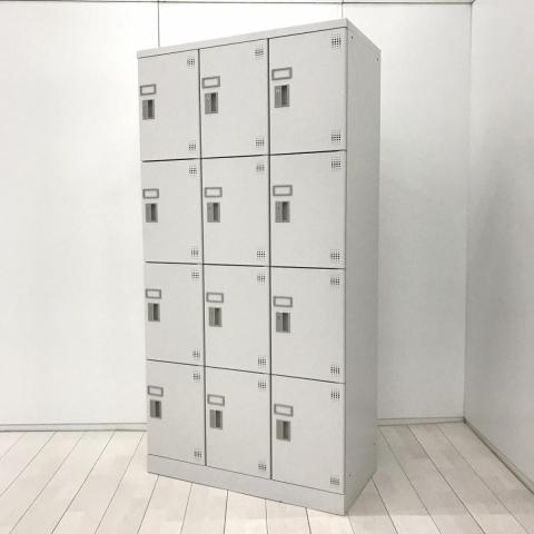 【1台で12名分の手荷物などを収納可能!移転や増員を検討されている方にオススメ!】■豊国工業製 12人用ロッカー 更衣用ロッカー W900×D450㎜ ■3列×4段収納 ■シリンダー錠 ■グレー【弊社使用欄:A01055243】