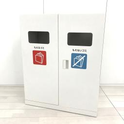 【リフレッシュスペースでのご利用にオススメ！】■イトーキ製　分別ダストボックス　ペール×2付　ホワイト【両開きリサイクルユニット】【ゴミ箱】