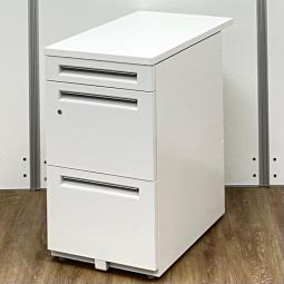 【デスクの拡張に！作業スペースと収納力を兼ね備えた便利アイテム！3段タイプの脇机！】■ウチダ(UCHIDA)製　スカエナ(SCAENA)シリーズ　3段脇机　H700㎜　■ホワイト　■シリンダー錠