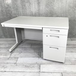 【スタンダードなデザインで高品質・コンパクトなサイズ感！収納力を備えたキャビネット一体型の片袖スチールデスク 】■コクヨ（KOKUYO）製　BS+シリーズ　片袖デスク　W1200×D700mm　■シリンダー錠　■ニューグレー