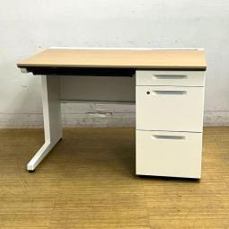 KOKUYO　コクヨ　iSデスクシステム　片袖机　ナチュラル天板　鍵付き　シリンダー錠　3段引き出しで大容量な保管機能　W1000のコンパクトなサイズ　オフィスバスターズ　東大阪店　【K1】