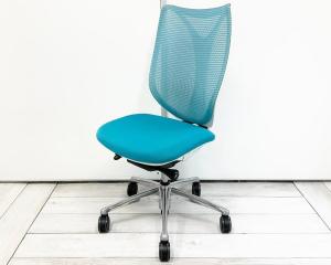 人気/前傾機構/高級チェア ■オカムラ(okamura)製　サブリナ (Sabrina)　ハイバック　肘無し　■アクアブルー　■背もたれメッシュ　オフィスバスターズ　水戸サテライト