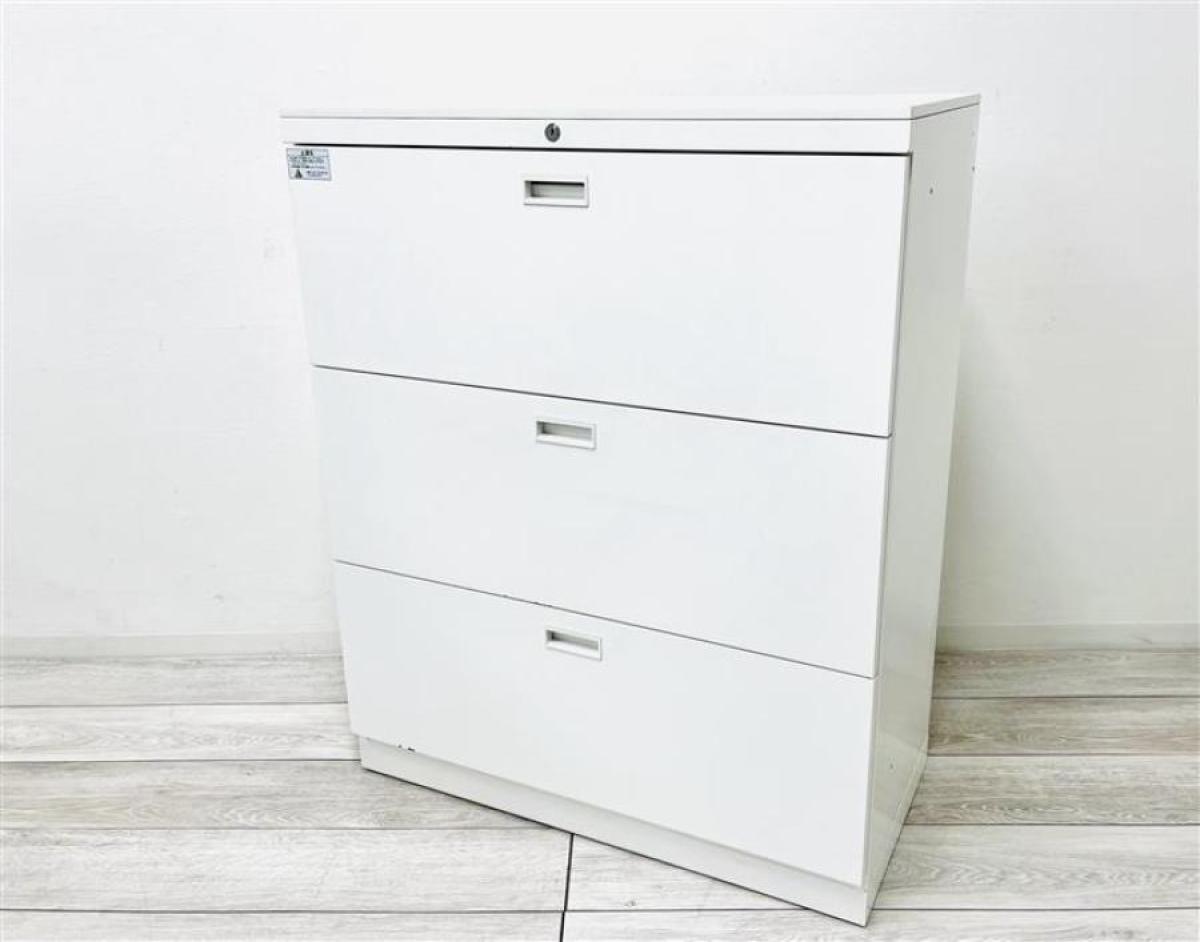 【定価約15万円】【レアな奥行400㎜サイズ！収納力抜群な3段ラテラル書庫！】■クロガネ/ピュアスペース　■ホワイト　■シリンダー錠
                        ピュアスペース
                                    中古
            