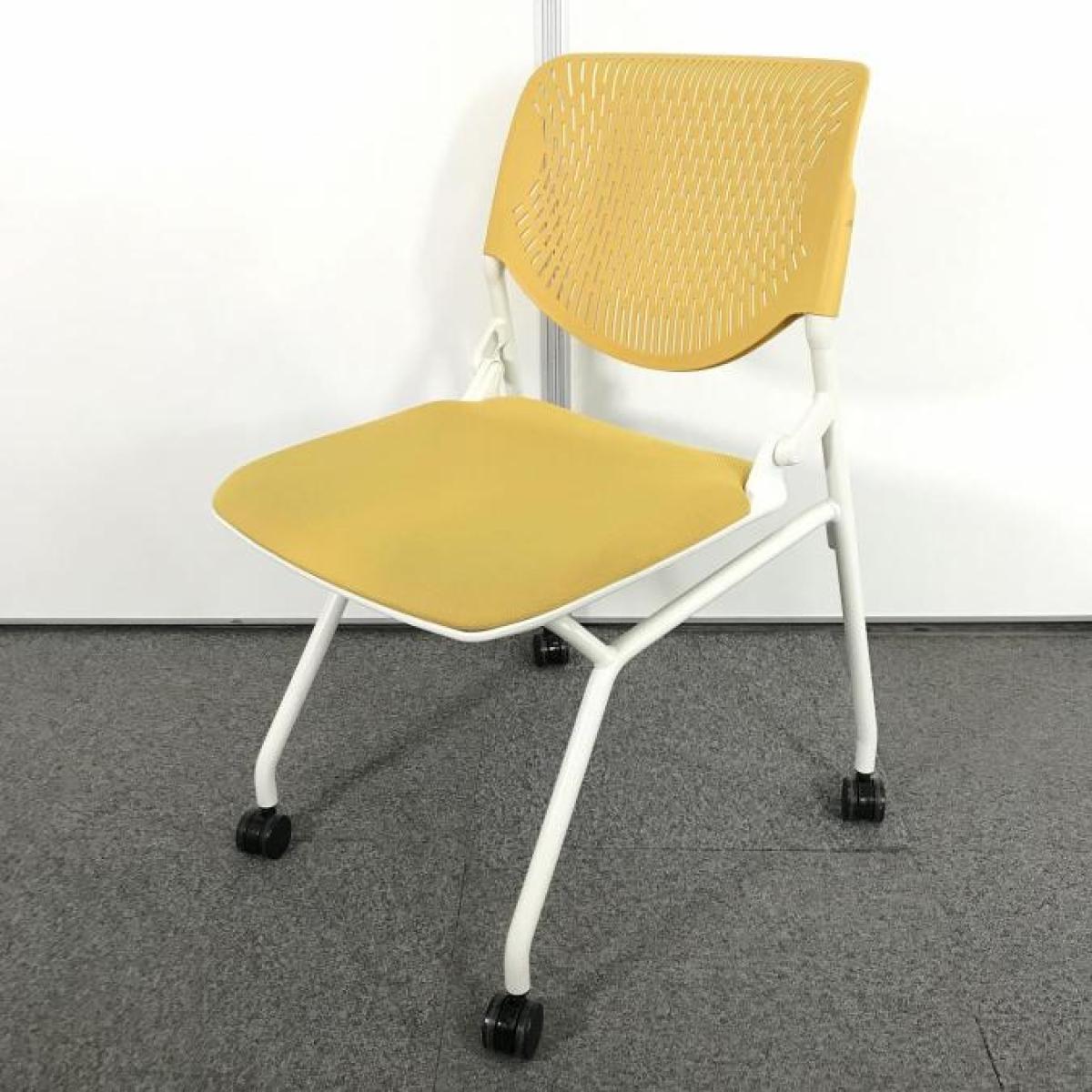 【在庫セール品・5脚限定】【T2】■オカムラ(okamura)製　ルナチェア　ネスティングチェア　ミーティングチェア　■イエロー　■背ヌードメッシュ　■キャスター付【シンプルなデザインで使いやすい！重ねて収納可能なネスティングチェア！会議室、共有スペースなどに！】
                        ルナ
                                    中古
            