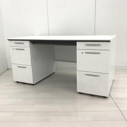 【幅1500㎜】【幅広いワークスペースで上長席にもオススメ！】■コクヨ（KOKUYO）製　アイエス（iS）シリーズ　両袖デスク　W1500ｍｍ　■シリンダー錠　■ホワイト【2601】弊社使用欄【A01055781】