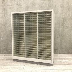 【今や希少品！・1台限定】A4浅型21段引出×3列タイプクリスタルトレー　◆イトーキ製【IB】