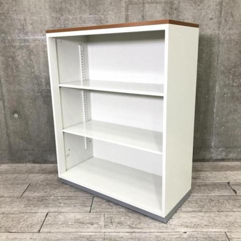 ■PLUS（プラス）製　■L6シリーズ　■オープン書庫　■色：ホワイト　ナチュラル天板付き　■ベース付き　※実物天板は明るいナチュラル天板になります(商品画像ご確認ください)　■オススメ/大人気/定番商品【弊社使用欄：A01035217】