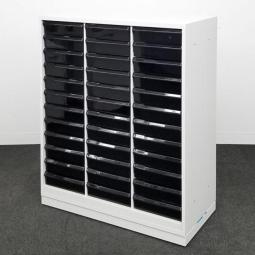 【書類や小物の分別整理に便利です！収納力抜群！】■ウチダ　クリスタルトレイキャビネット（A4サイズ・深型・3列12段）　ホワイト【UCHIDA　HS】