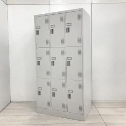 【急な増員や入替などに！】■豊国工業製　TLKシリーズ　9人用ロッカー　■シリンダー錠　■ホワイトグレー【HU】【関東倉庫在庫品】【弊社使用欄：A01027005】