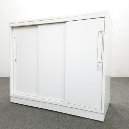 【定価約10万円】【レアな2段引き違い書庫入荷！高さ780㎜サイズのため窓下にも設置しやすい！】■コクヨ/エディア/ホワイト　■3枚扉　■シリンダー錠　■引き違い書庫　■中2段